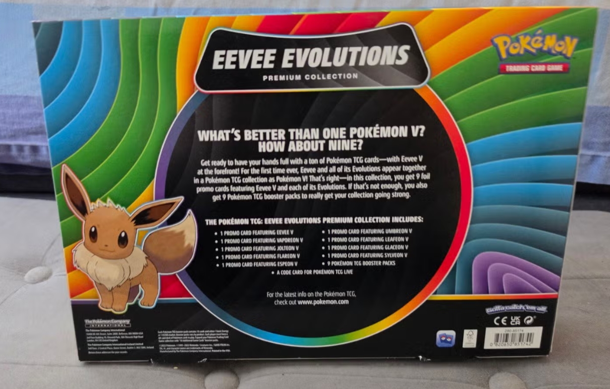 Pokémon Eevee Evolutions Premium Collection – achterkant